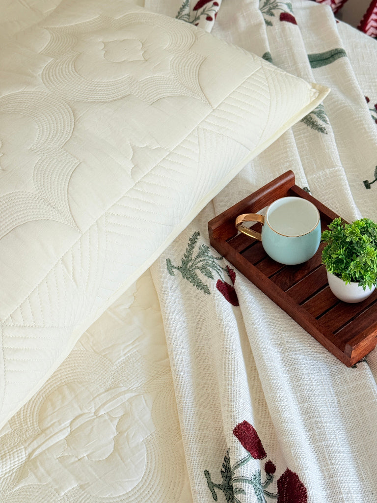 Whites of Italy - Embroidered Quilted Bedcover