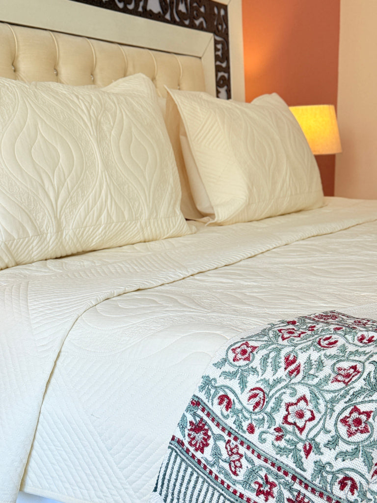 Whispering Luxury Hand Blocked Quilted Bedcover
