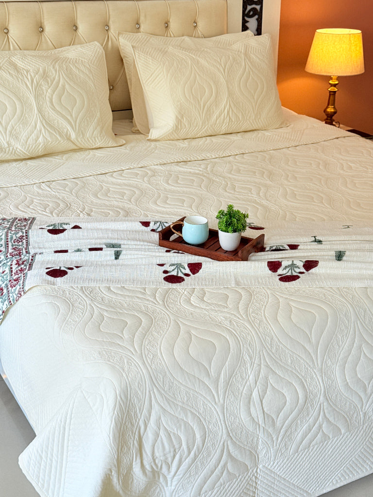 Whispering Luxury Hand Blocked Quilted Bedcover
