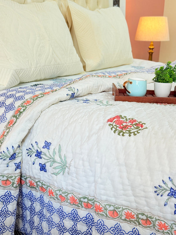 Royal Blue Double Hand-blocked Quilt