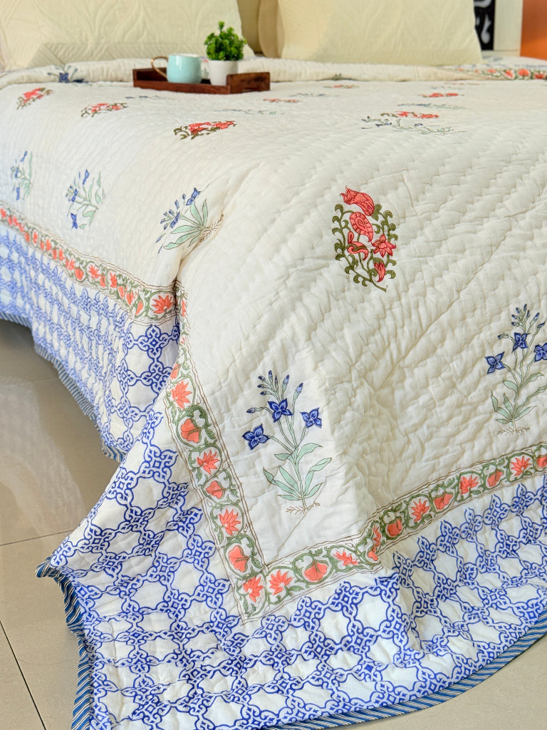 Royal Blue Double Hand-blocked Quilt
