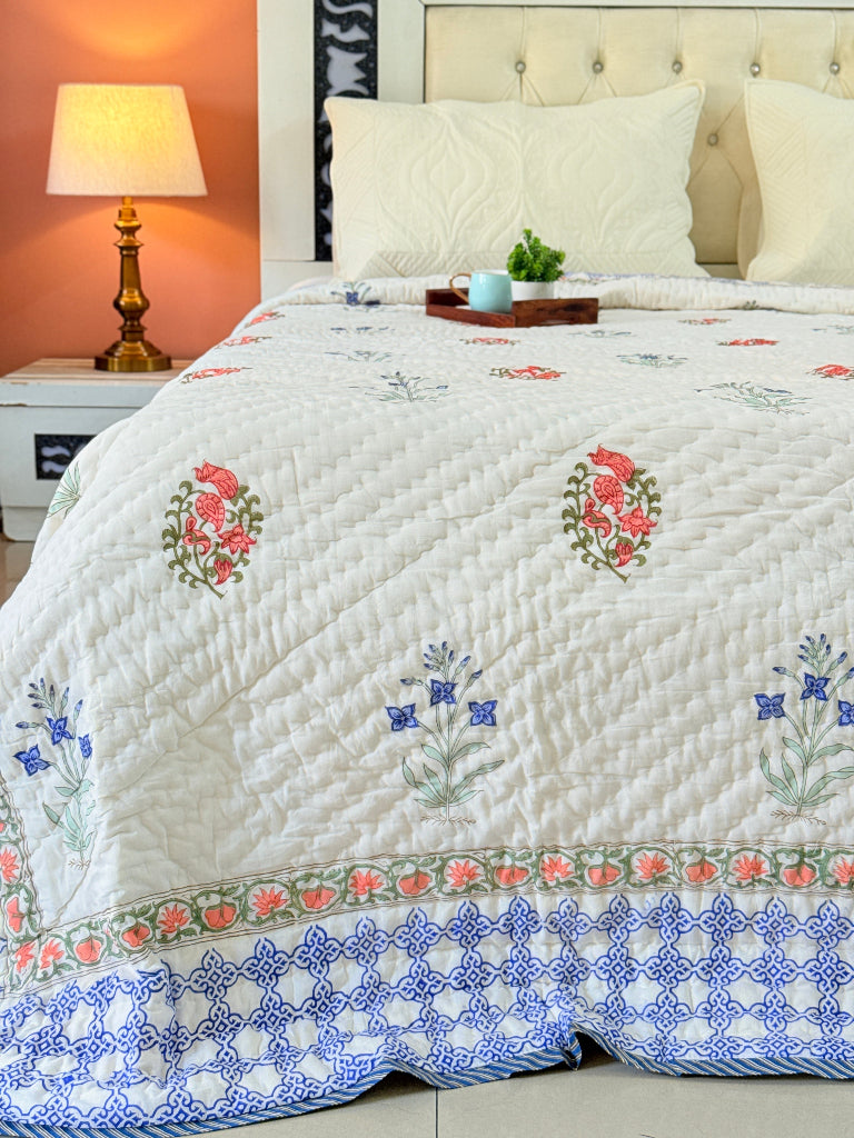 Royal Blue Double Hand-blocked Quilt