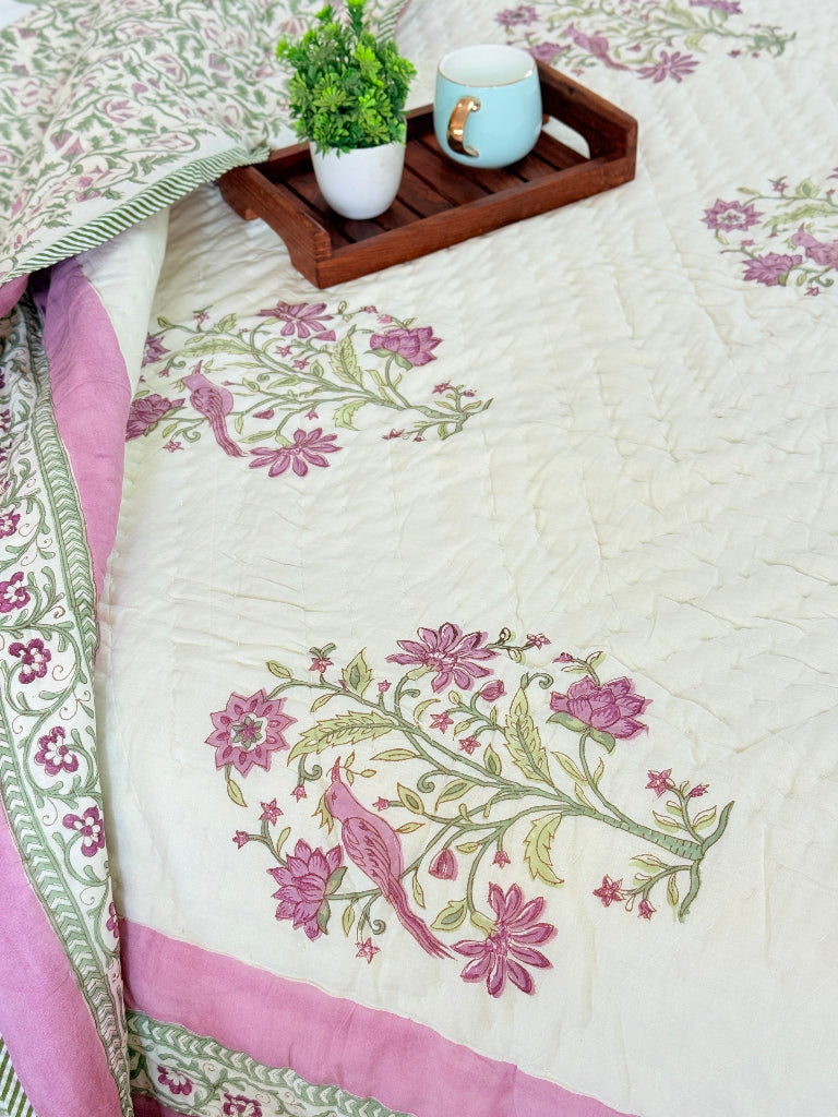 Bird Paradise - Double Hand-blocked Quilt