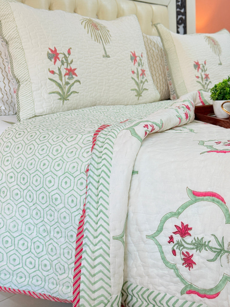 Eden Blossom Double Hand-blocked Quilt