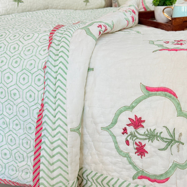 Eden Blossom Double Hand-blocked Quilt