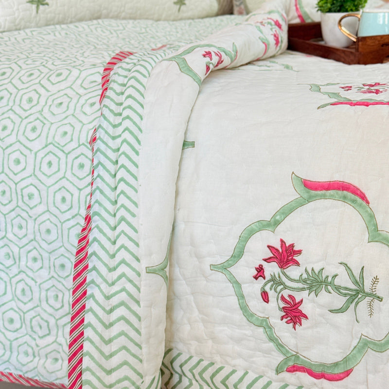 Eden Blossom Double Hand-blocked Quilt