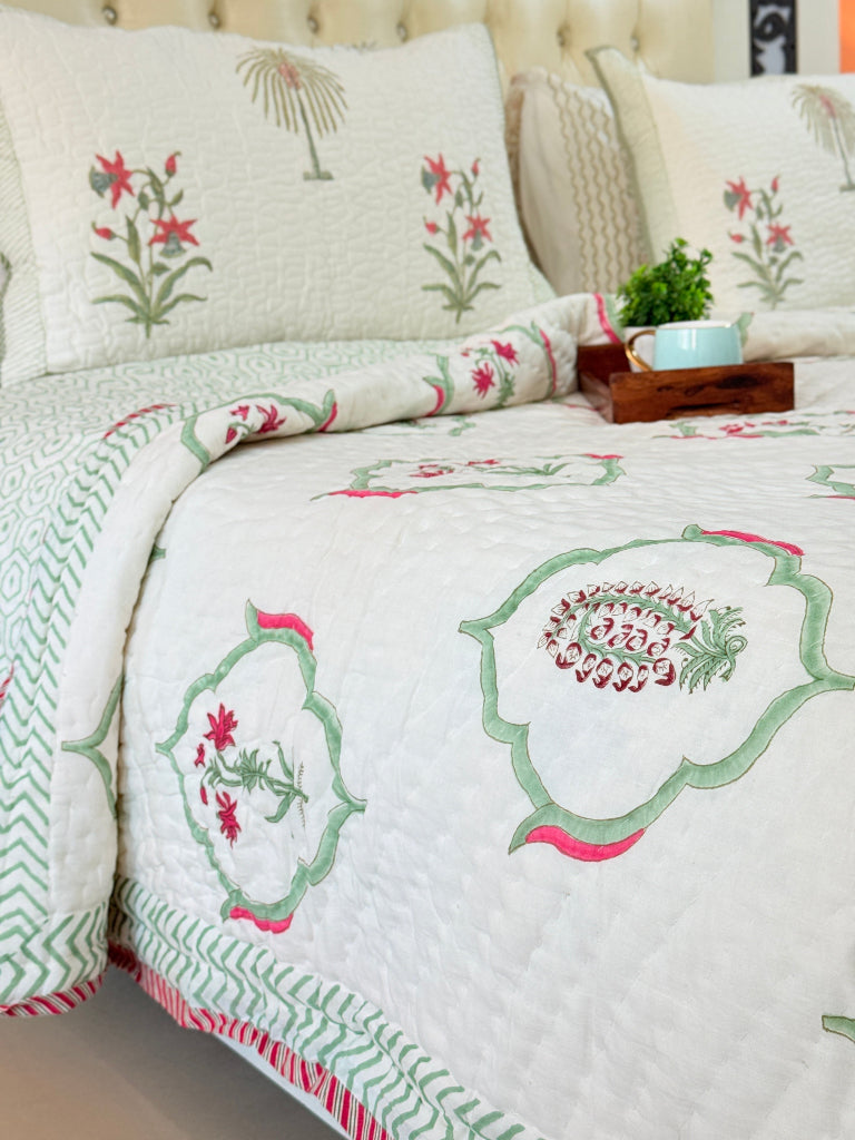 Eden Blossom Double Hand-blocked Quilt