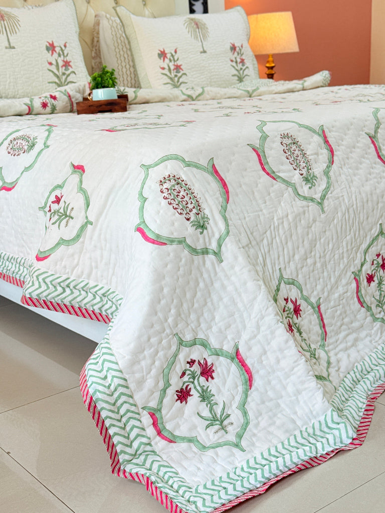 Eden Blossom Double Hand-blocked Quilt