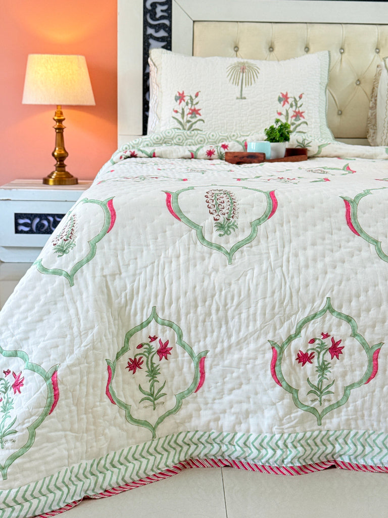 Eden Blossom Double Hand-blocked Quilt