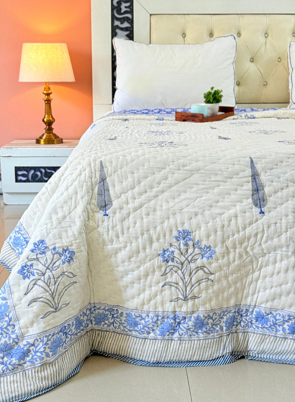 Blue for Royals - Double Hand-blocked Quilt