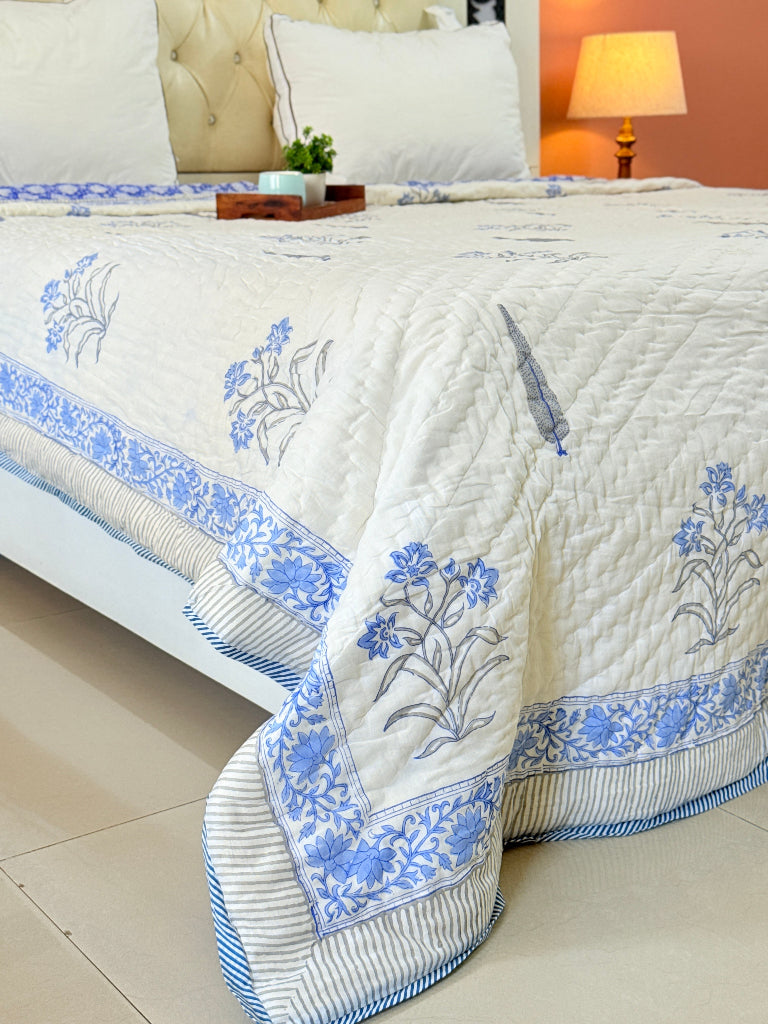 Blue for Royals - Double Hand-blocked Quilt