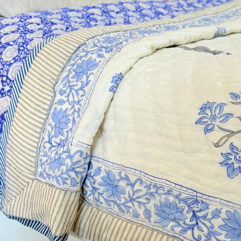 Blue for Royals - Double Hand-blocked Quilt