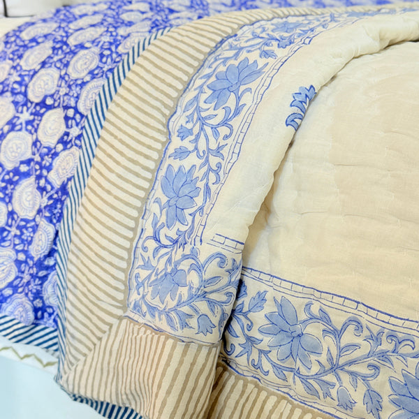 Blue for Royals - Double Hand-blocked Quilt
