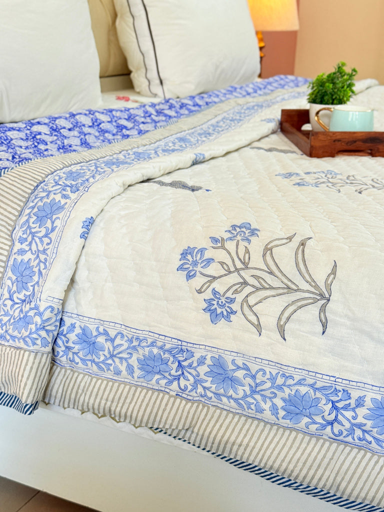 Blue for Royals - Double Hand-blocked Quilt