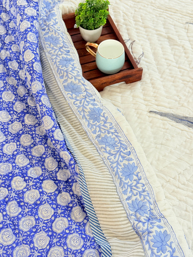 Blue for Royals - Double Hand-blocked Quilt