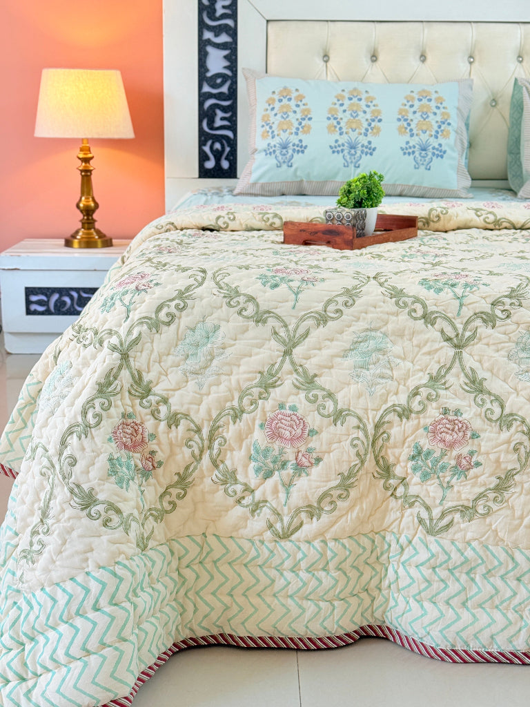 Floral Serenade Single Hand Blocked Quilt