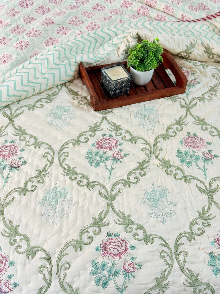 Floral Serenade Single Hand Blocked Quilt