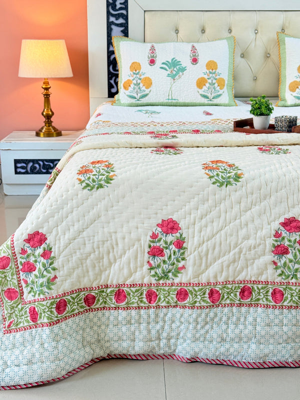 Bagh-e-Noor Double Hand Blocked Quilt