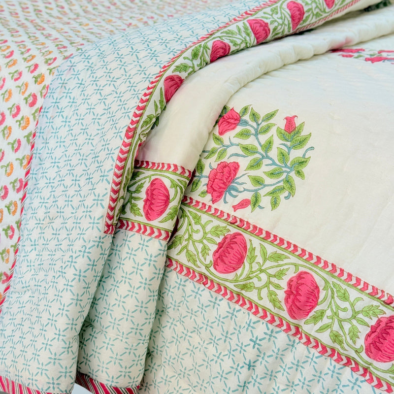 Bagh-e-Noor Double Hand Blocked Quilt