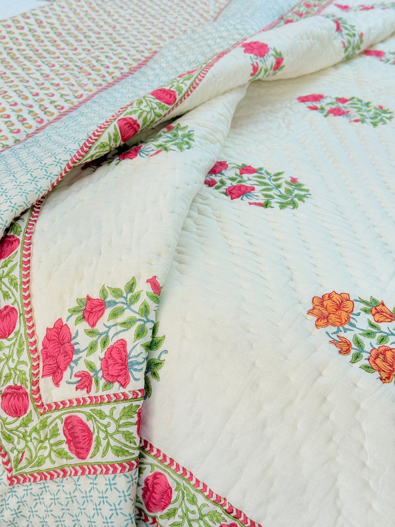 Bagh-e-Noor Double Hand Blocked Quilt