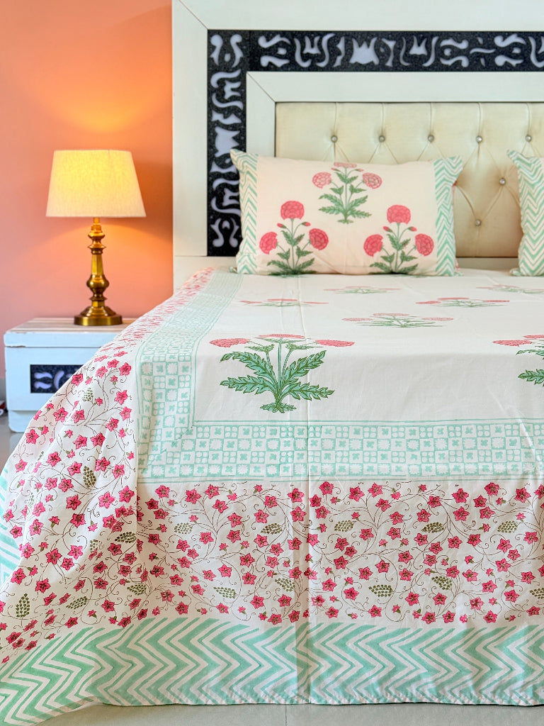 Rose Gold Floral Fantasy Hand Blocked Sheet