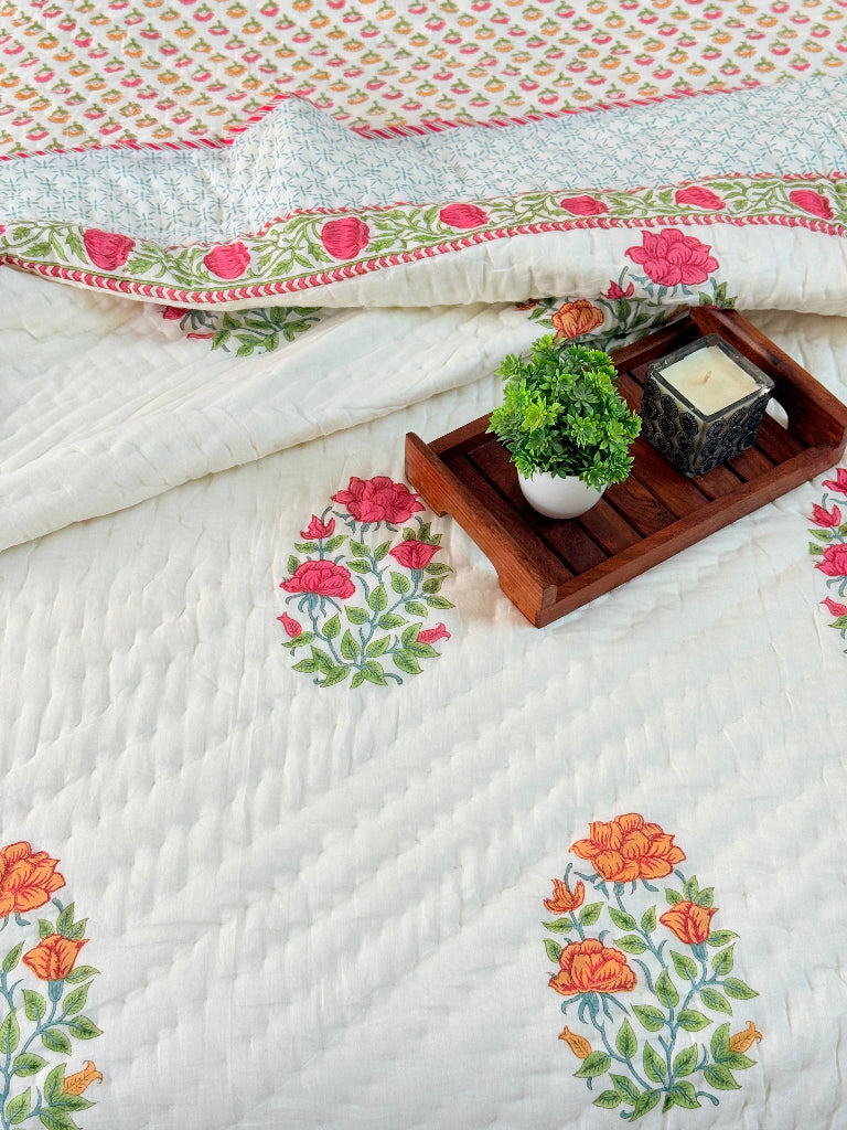 Bagh-e-Noor Double Hand Blocked Quilt