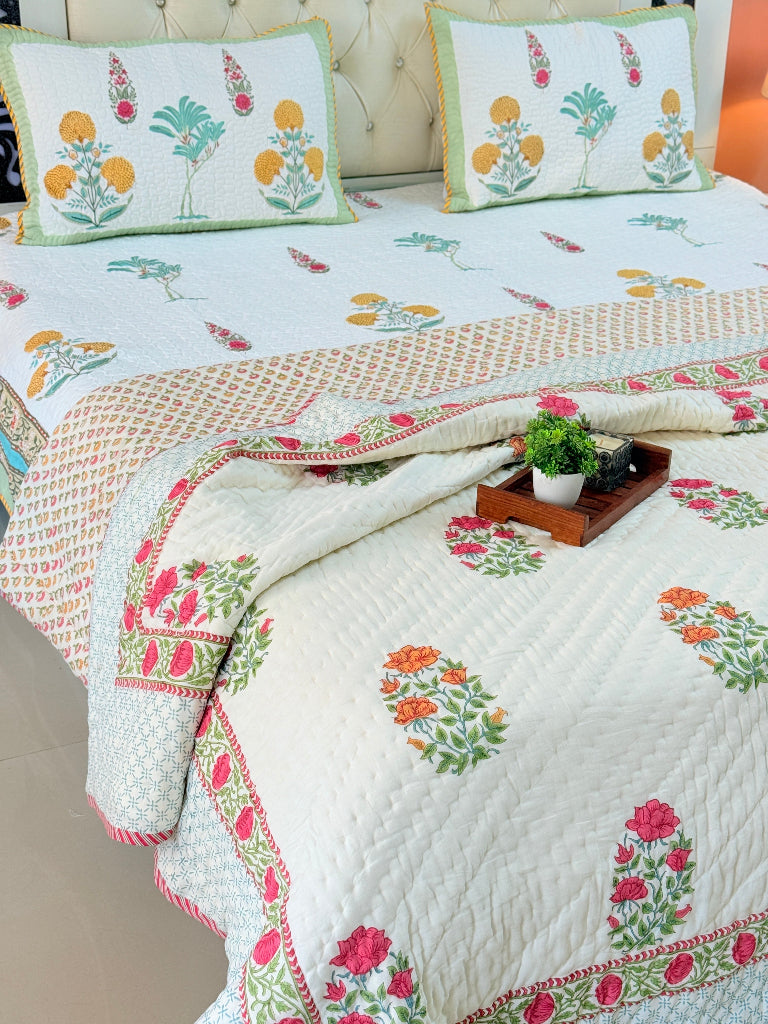 Bagh-e-Noor Double Hand Blocked Quilt