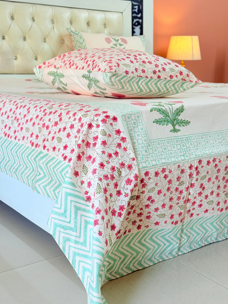 Rose Gold Floral Fantasy Hand Blocked Sheet