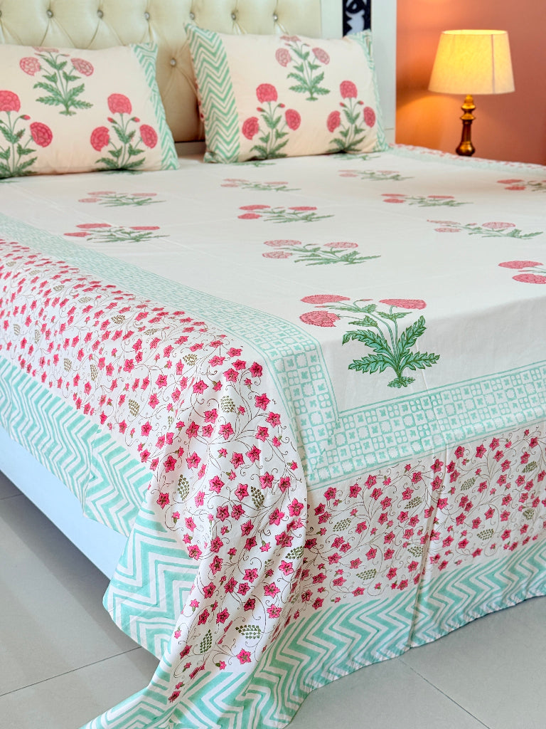 Rose Gold Floral Fantasy Hand Blocked Sheet