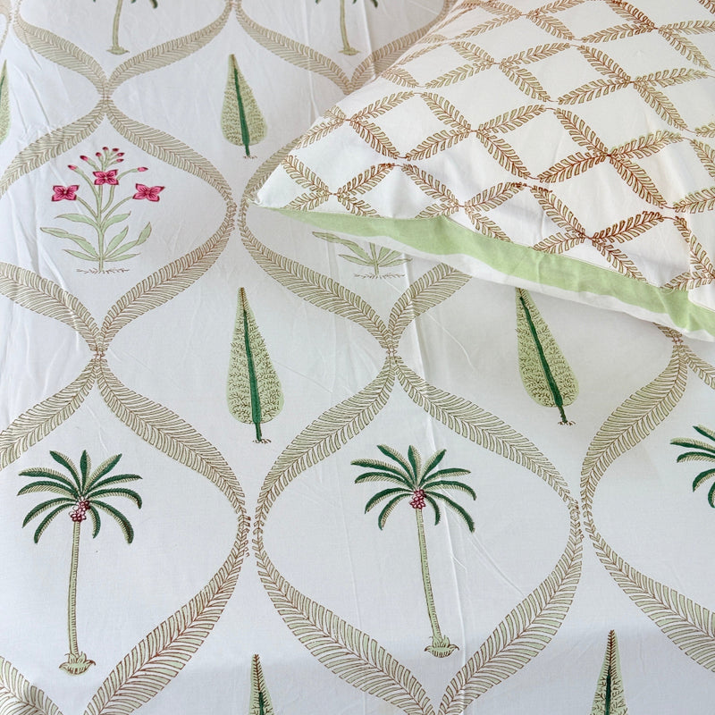 Palm and Cypress Charm Hand Blocked Sheet