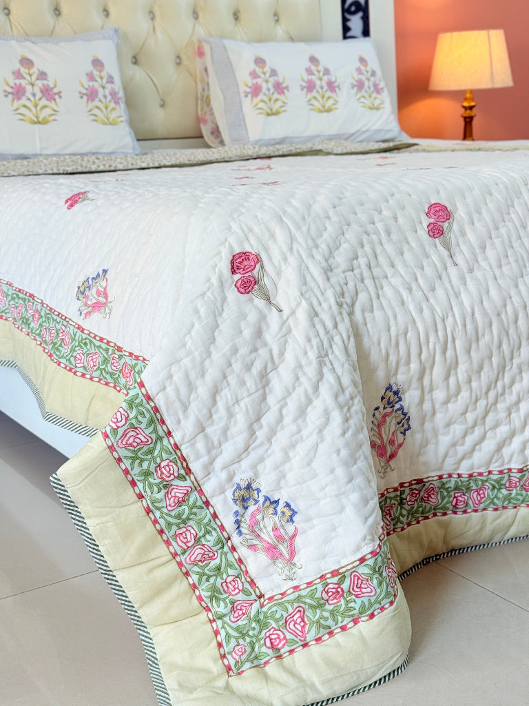 Rose Charm Single Hand Blocked Quilt