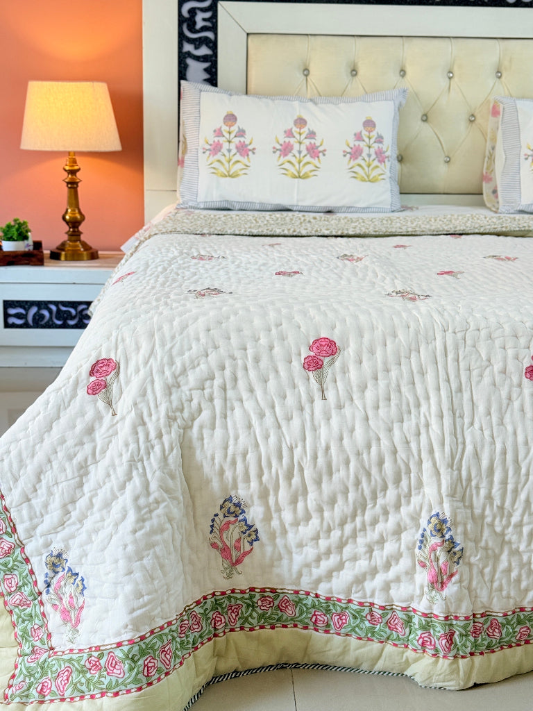 Rose Charm Single Hand Blocked Quilt