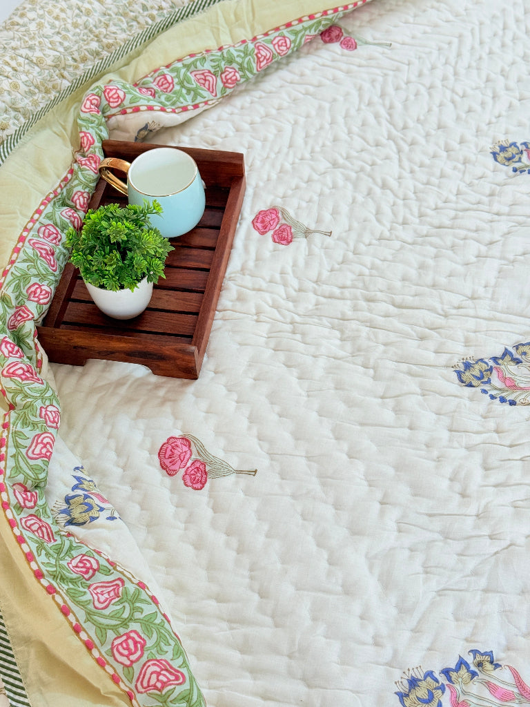 Rose Charm Single Hand Blocked Quilt