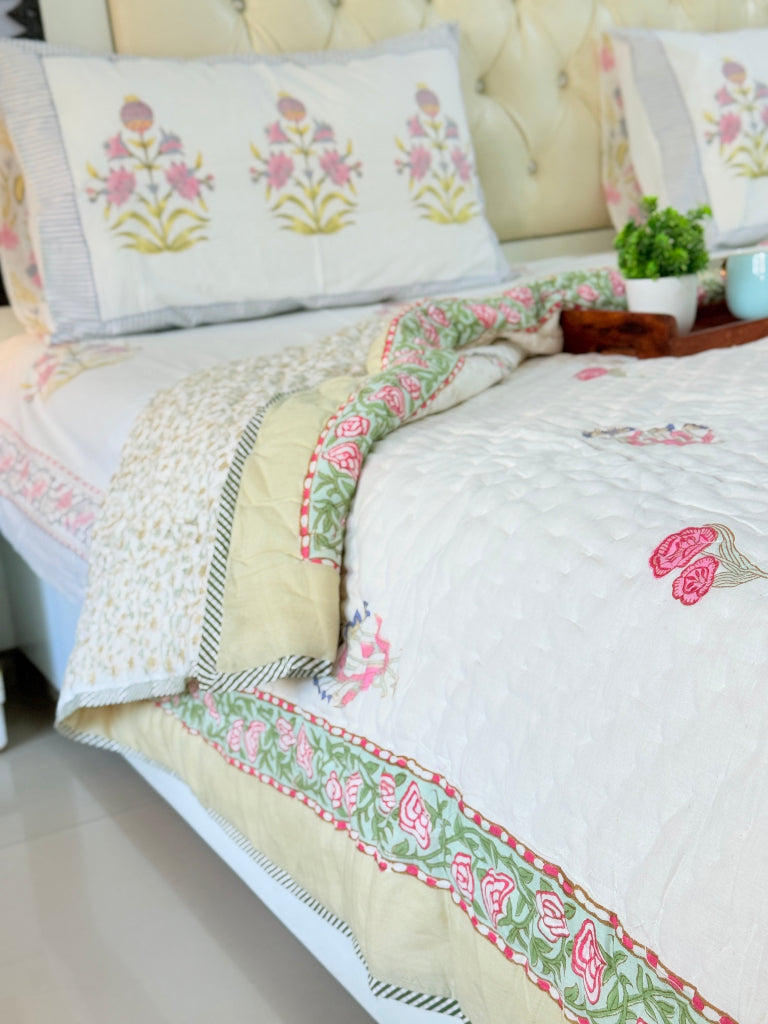 Rose Charm Single Hand Blocked Quilt