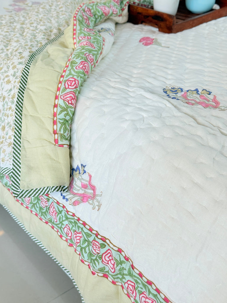 Rose Charm Single Hand Blocked Quilt