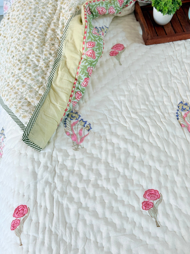 Rose Charm Single Hand Blocked Quilt