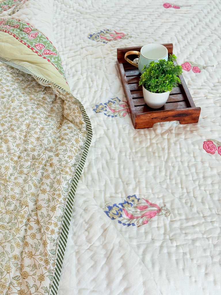 Rose Charm Single Hand Blocked Quilt