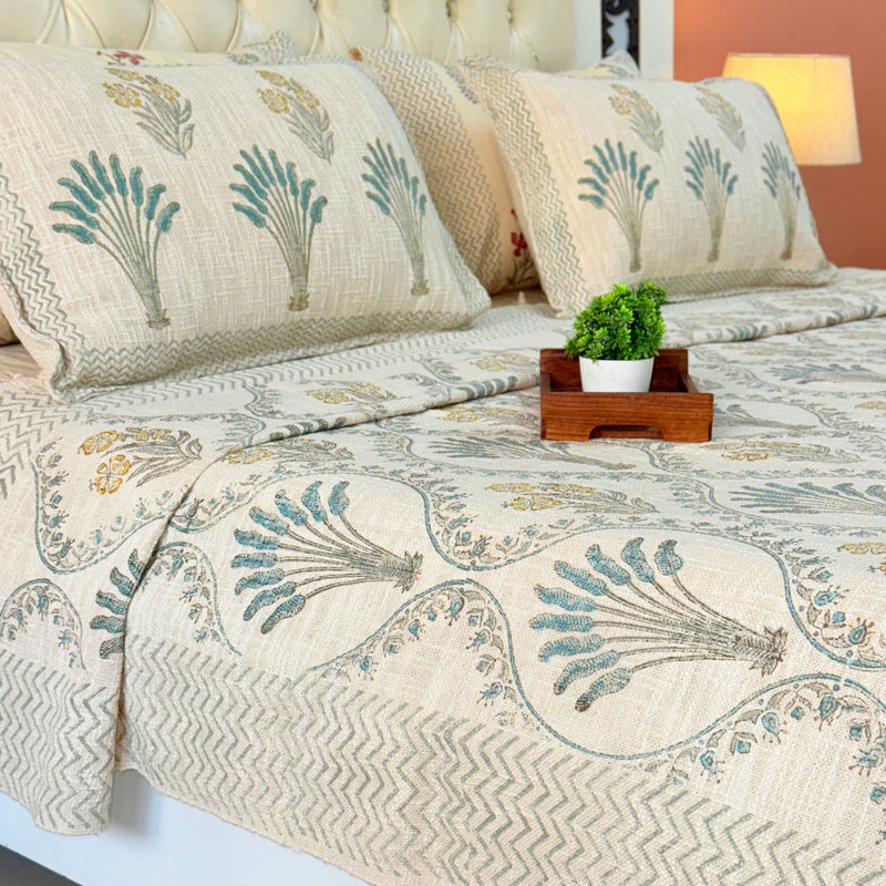 Feather Whisper Hand Blocked South Cotton Weave Bedcover