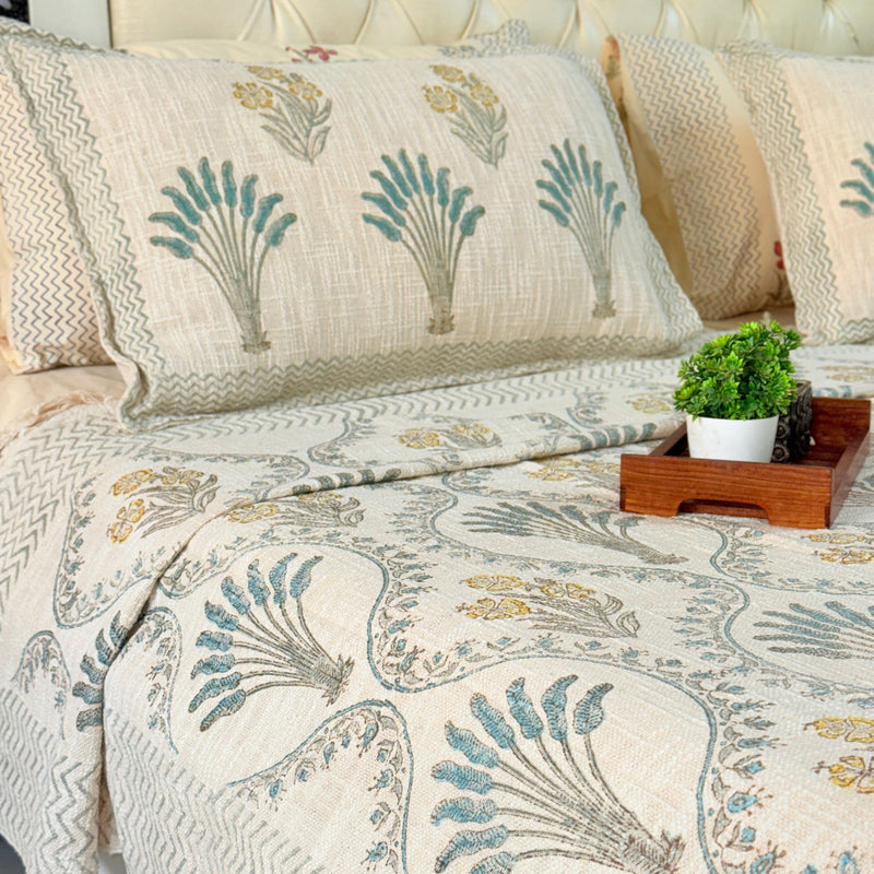 Feather Whisper Hand Blocked South Cotton Weave Bedcover