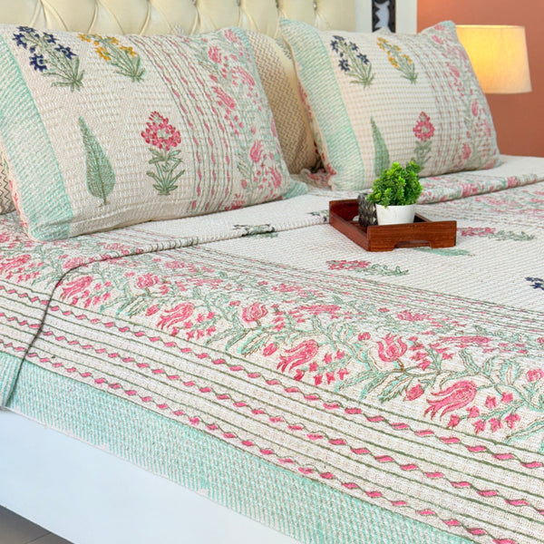 Blossom Love Hand Blocked South Cotton Weave Bedcover