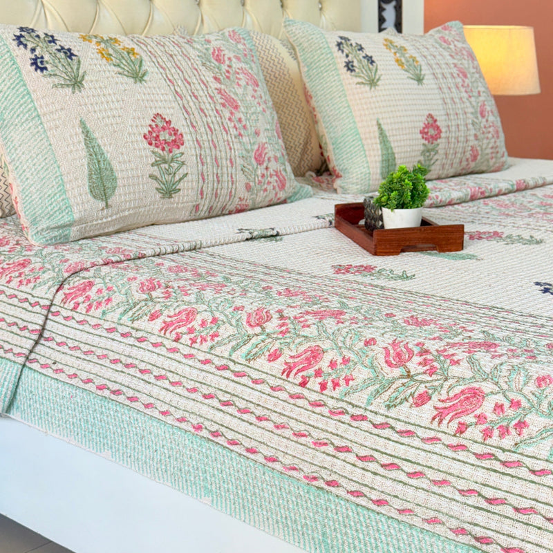 Blossom Love Hand Blocked South Cotton Weave Bedcover