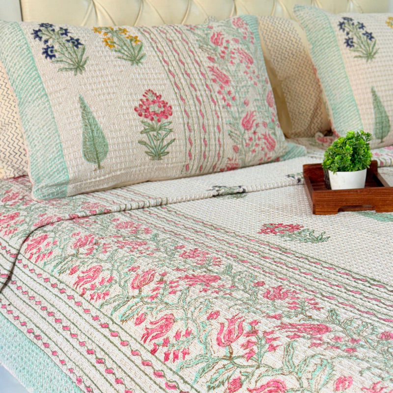 Blossom Love Hand Blocked South Cotton Weave Bedcover
