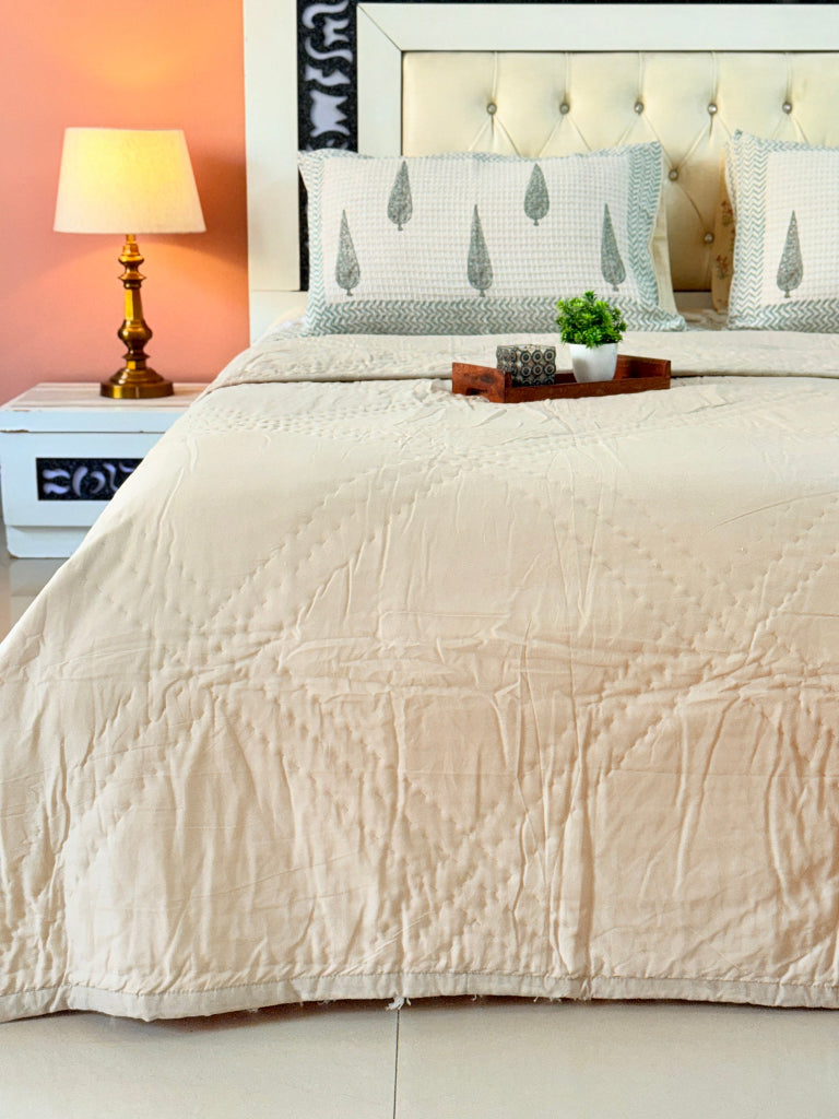 Hazelnut Beige Single Handcrafted Quilt