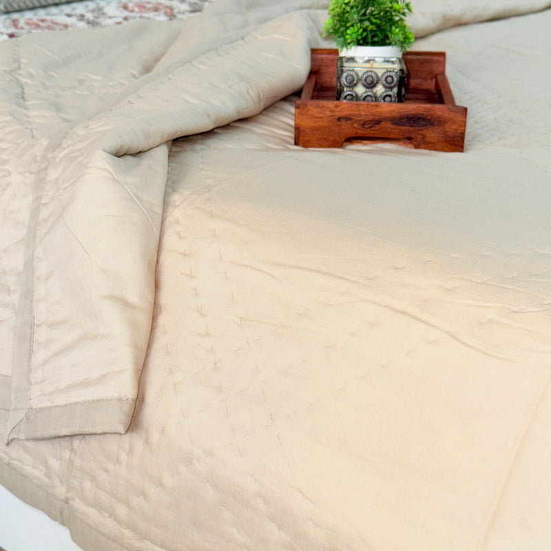 Hazelnut Beige Single Handcrafted Quilt