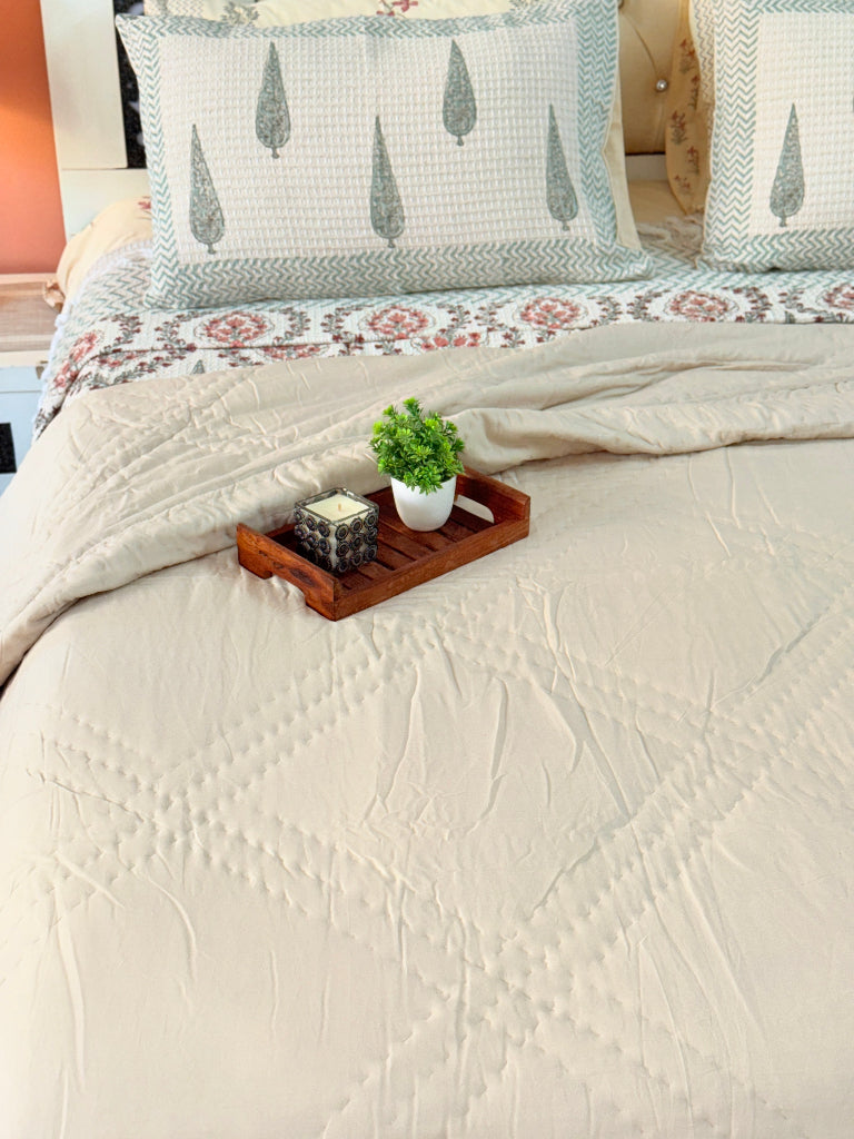 Hazelnut Beige Single Handcrafted Quilt