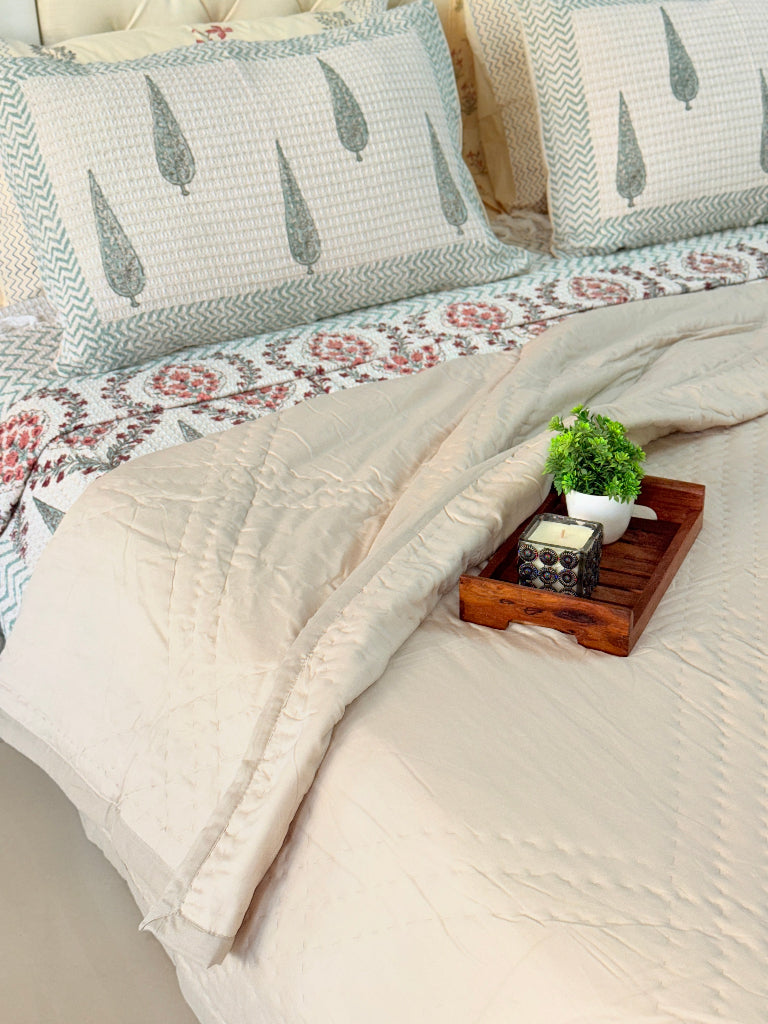 Hazelnut Beige Single Handcrafted Quilt