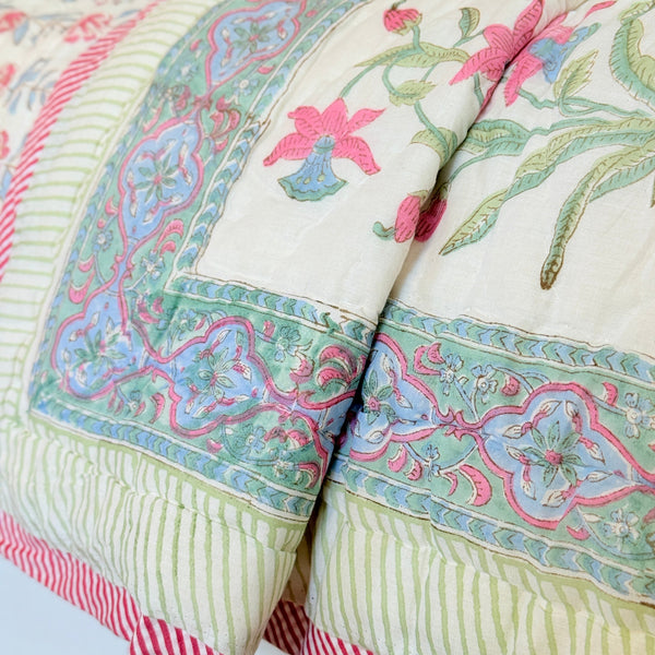 Love for Florals Hand Blocked Quilt