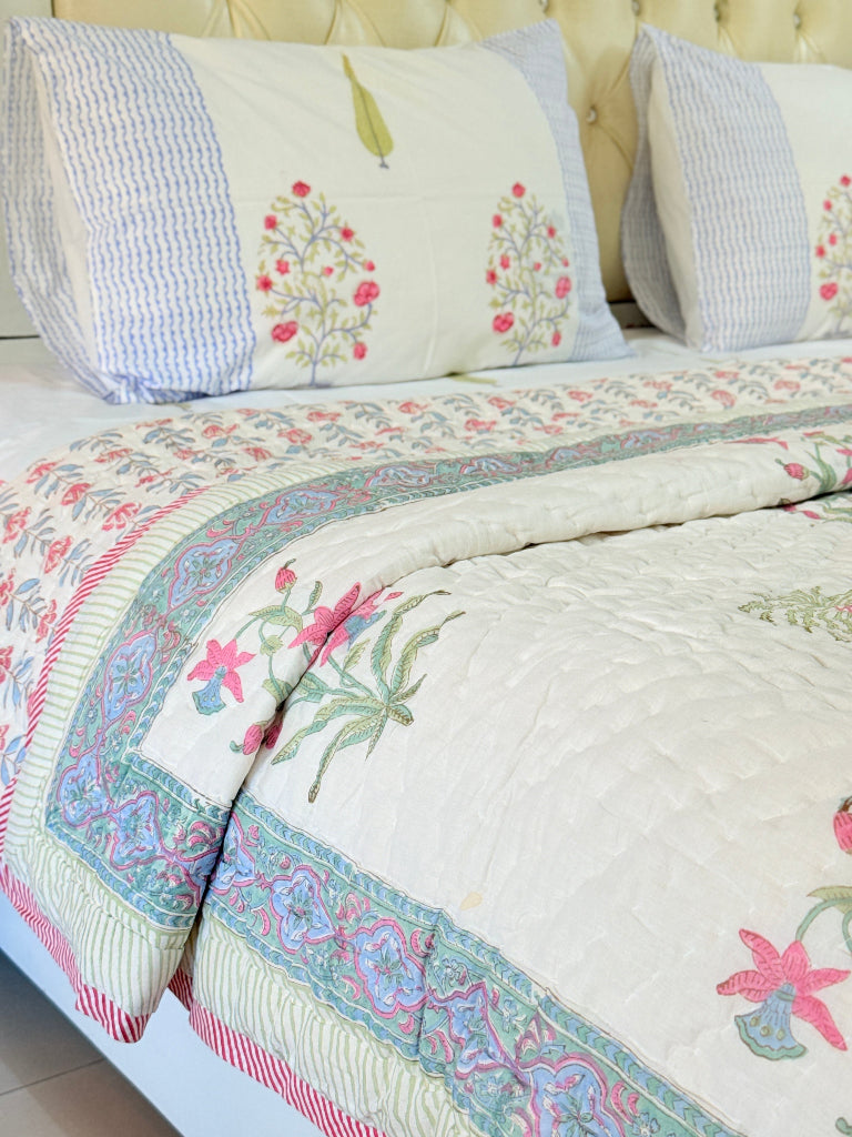 Love for Florals Hand Blocked Quilt