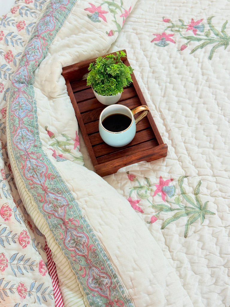 Love for Florals Hand Blocked Quilt