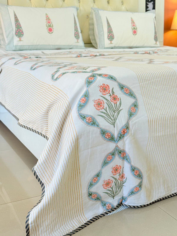 Stunning Florals Single Hand Blocked Dohar